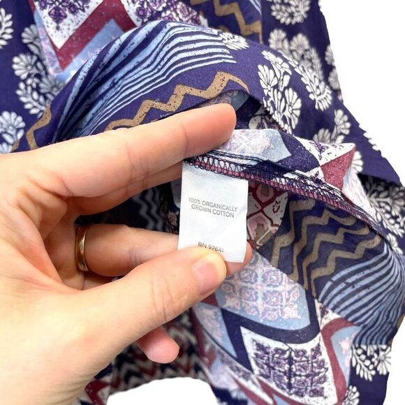 J. Jill boxy patchwork print organic cotton top blouse Size L boho lagenlook flo - Picture 8 of 8